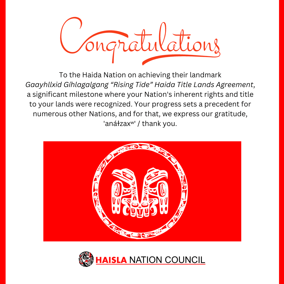 Congratulations to the Haida Nation! - Haisla Nation Council